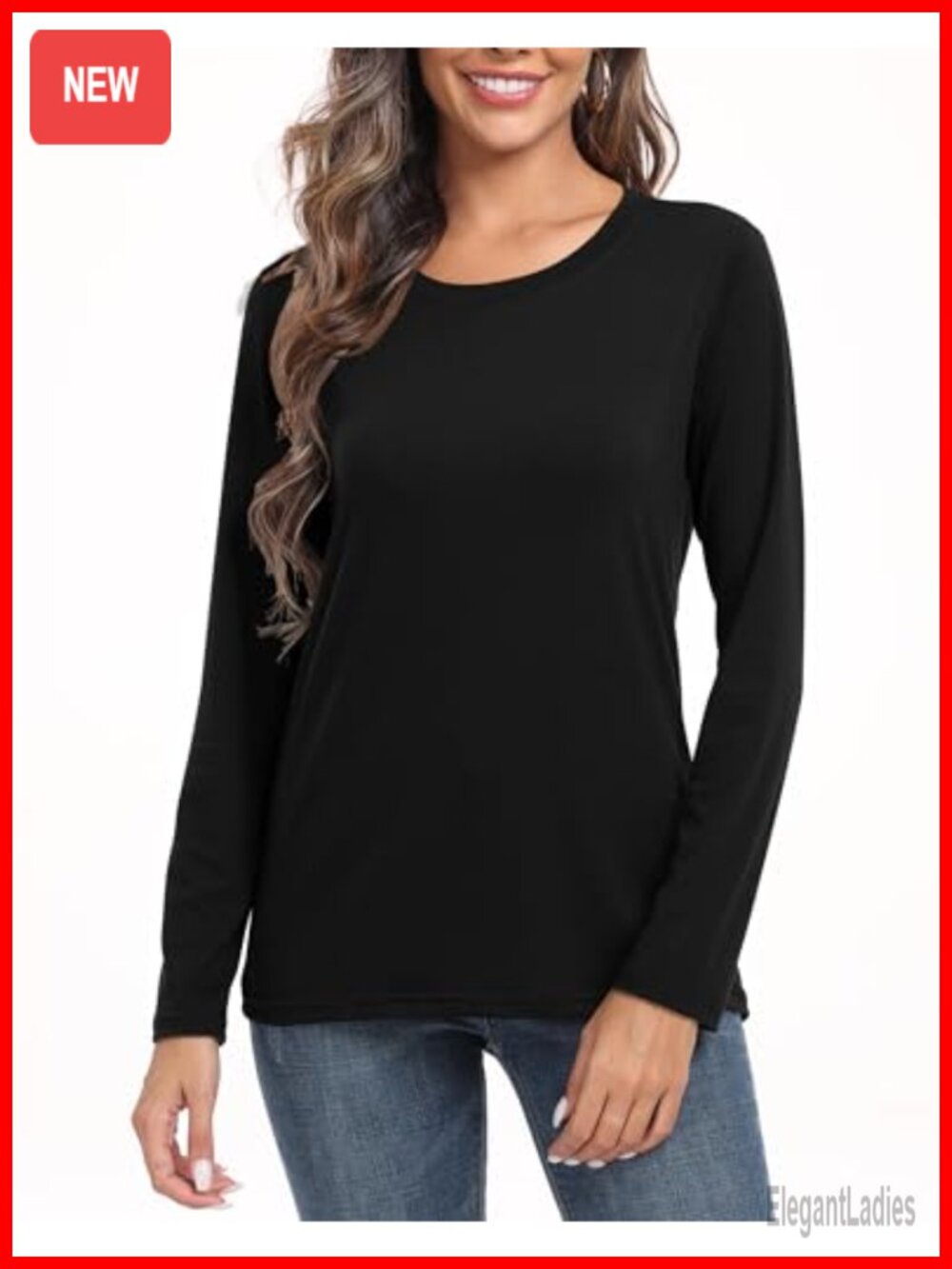 Women's Crew Neck Long Sleeve T-Shirt Loose Fit Layering Top